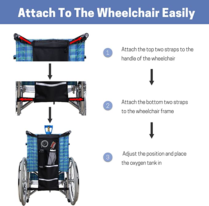 Wheelchair Oxygen Tank Holder with Buckles